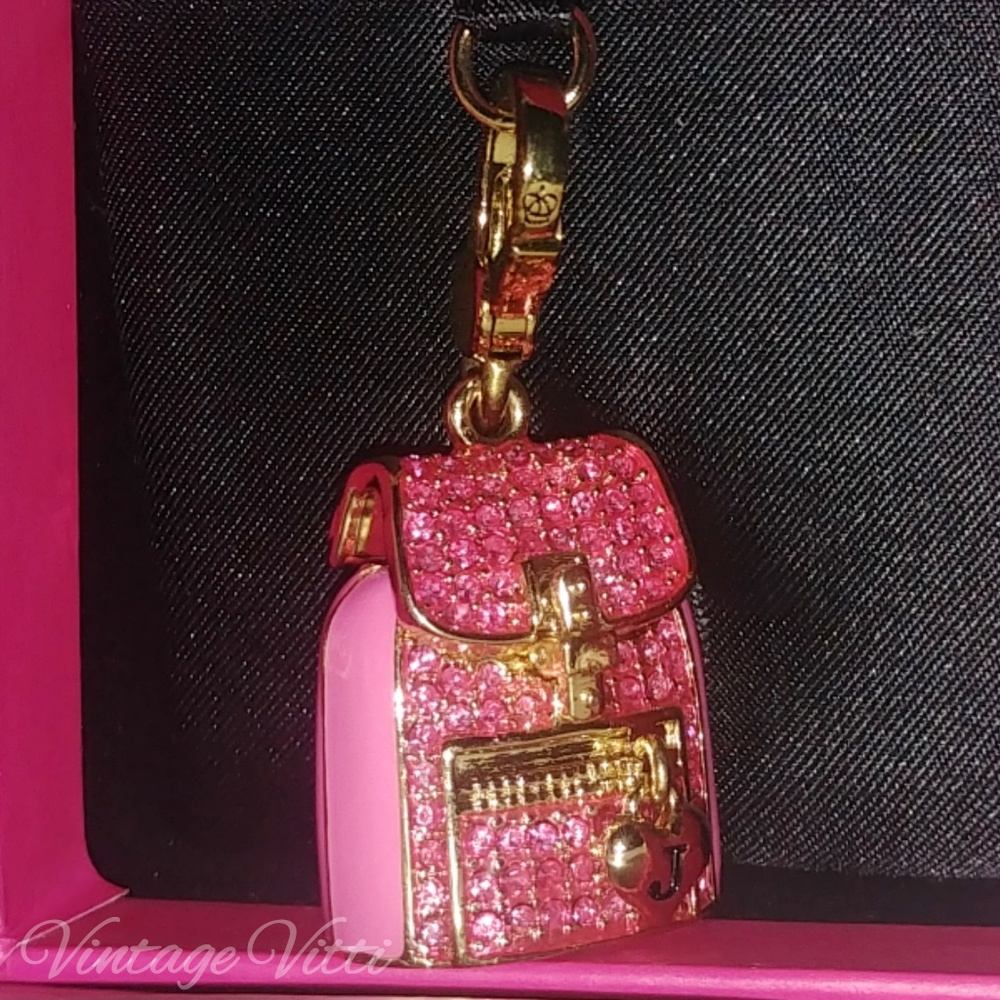 Juicy Couture Pavé Backpack Charm locket +orig box